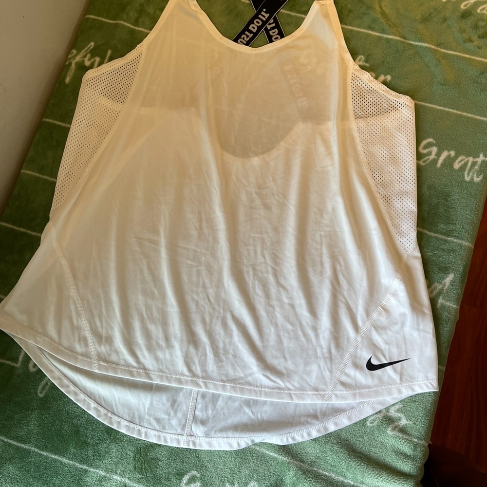 Nike White Sleeveless Relaxed Tank Top